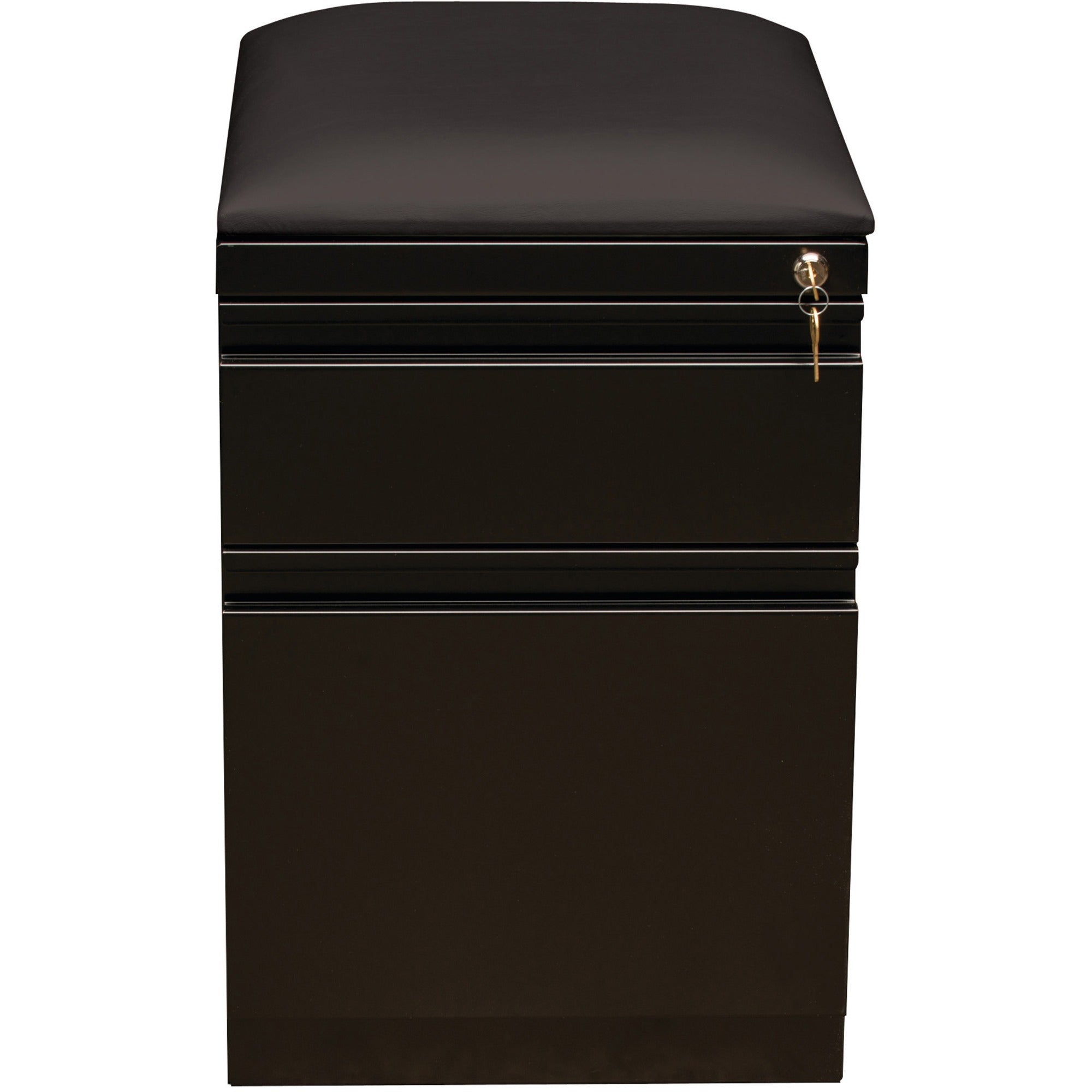 Lorell Mobile File Cabinet with Seat Cushion Top - 15" x 19.9" x 23.8" - 2 x Drawer(s) for Box, File - Letter - 305.50 lb Load Capacity - Ball-bearing Suspension, Drawer Extension - Black - Steel - Recycled - 