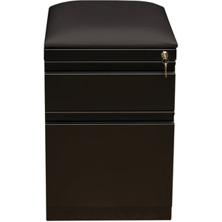 Lorell Mobile File Cabinet with Seat Cushion Top - 15" x 19.9" x 23.8" - 2 x Drawer(s) for Box, File - Letter - 305.50 lb Load Capacity - Ball-bearing Suspension, Drawer Extension - Black - Steel - Recycled - 