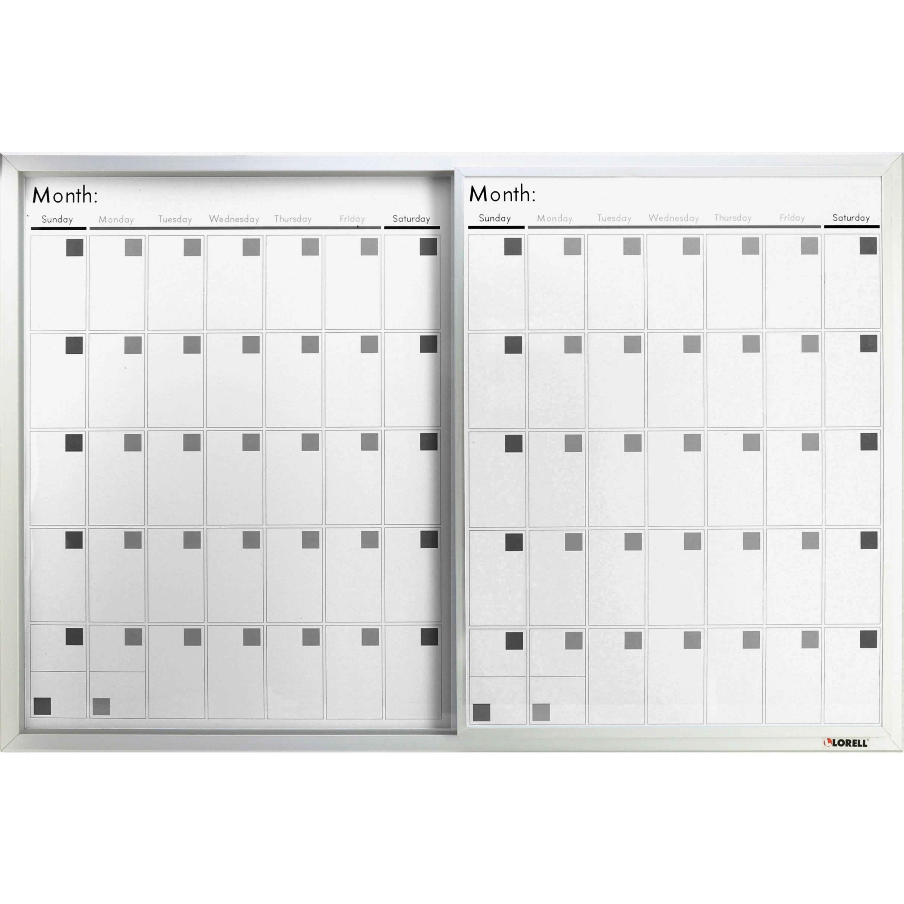 Lorell Magnetic Dry-Erase Calendar Board - 36" (3 ft) Width x 24" (2 ft) Height - Frost Surface - Rectangle - Magnetic - Stain Resistant - Assembly Required - 1 Each - 