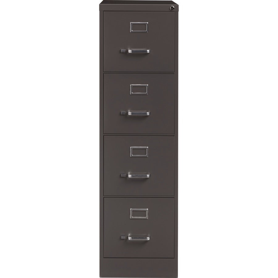 Lorell Fortress Series 26-1/2" Commercial-Grade Vertical File Cabinet - 15" x 26.5" x 52" - 4 x Drawer(s) for File - Letter - Vertical - Label Holder, Drawer Extension, Ball-bearing Suspension, Heavy Duty, Security Lock - Medium Tone - Steel - Recycl