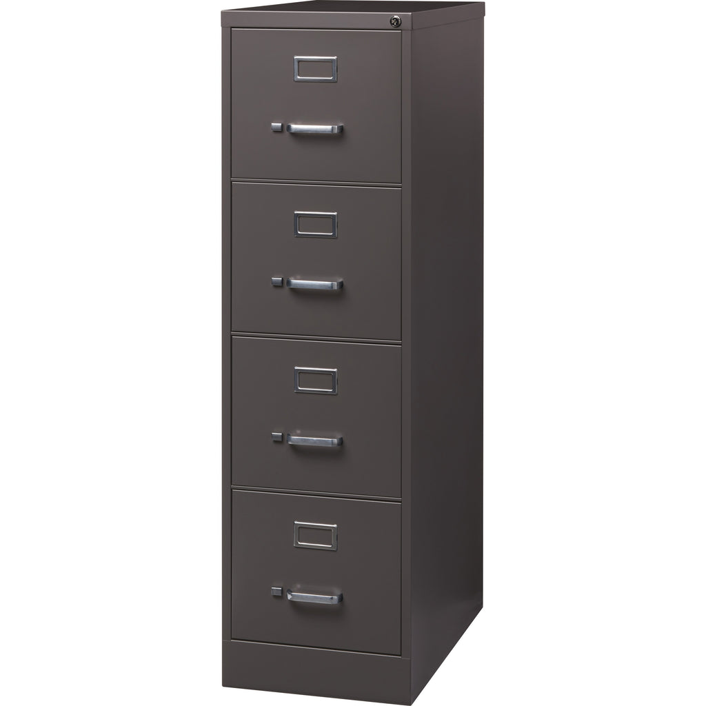 Lorell Fortress Series 26-1/2" Commercial-Grade Vertical File Cabinet - 15" x 26.5" x 52" - 4 x Drawer(s) for File - Letter - Vertical - Label Holder, Drawer Extension, Ball-bearing Suspension, Heavy Duty, Security Lock - Medium Tone - Steel - Recycl