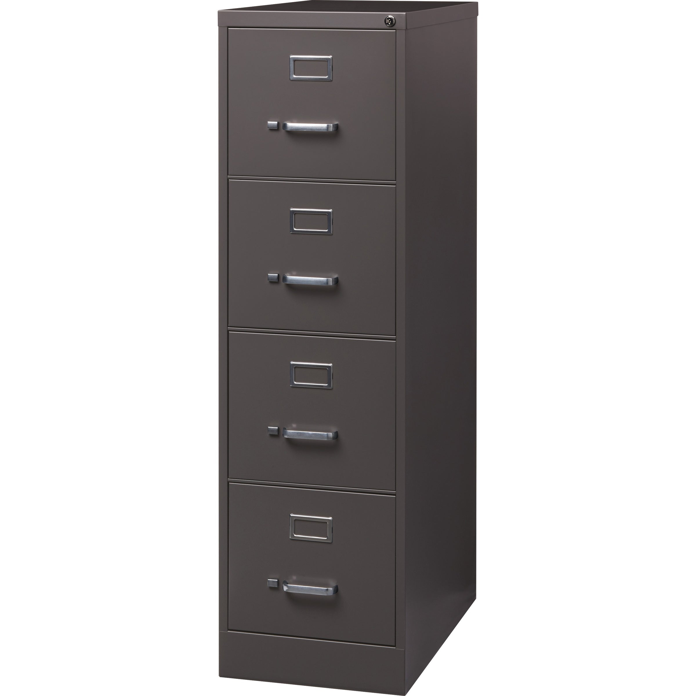 Lorell Fortress Series 26-1/2" Commercial-Grade Vertical File Cabinet - 15" x 26.5" x 52" - 4 x Drawer(s) for File - Letter - Vertical - Label Holder, Drawer Extension, Ball-bearing Suspension, Heavy Duty, Security Lock - Medium Tone - Steel - Recycl