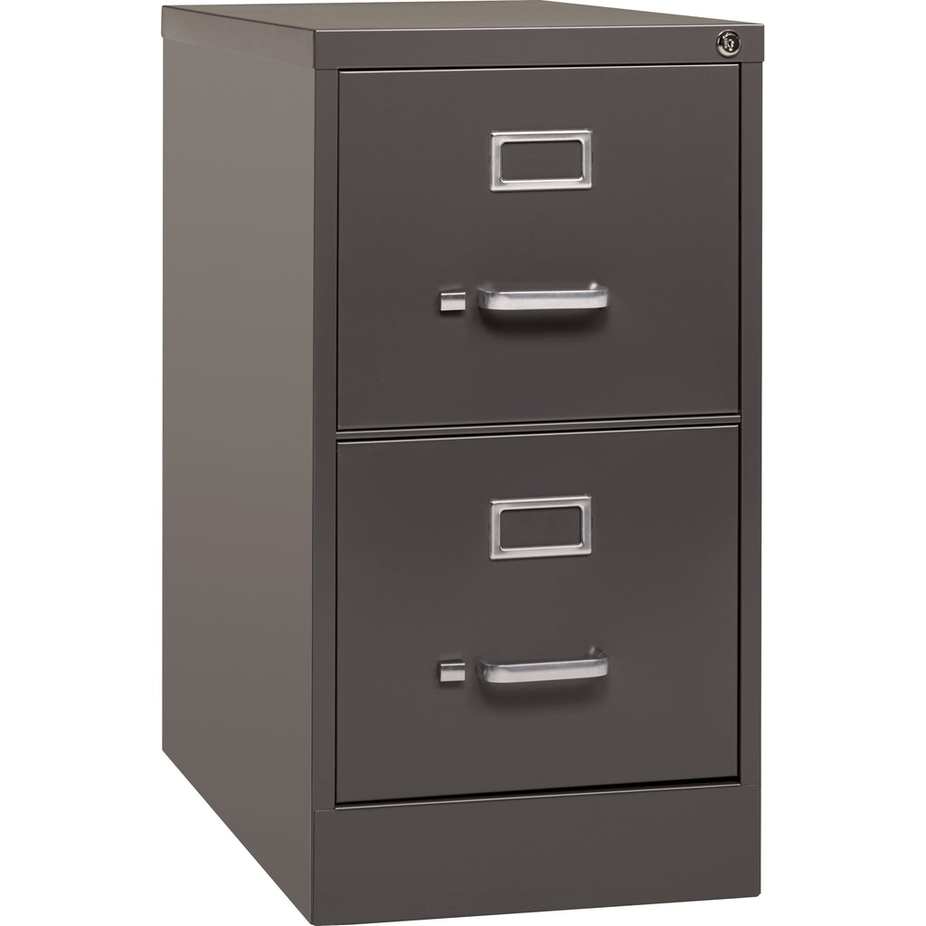 Lorell Fortress Series 26-1/2" Commercial-Grade Vertical File Cabinet - 15" x 26.5" x 28.4" - 2 x Drawer(s) for File - Letter - Vertical - Label Holder, Drawer Extension, Ball-bearing Suspension, Heavy Duty, Security Lock - Medium Tone - Steel - Recy