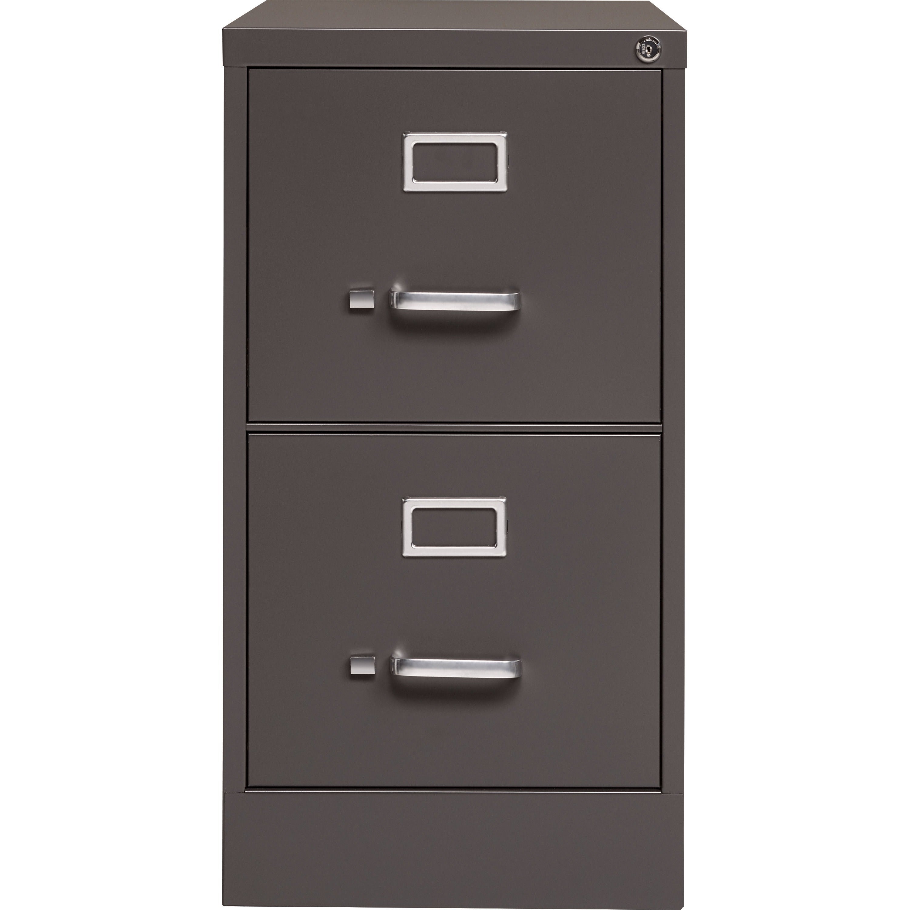 Lorell Fortress Series 26-1/2" Commercial-Grade Vertical File Cabinet - 15" x 26.5" x 28.4" - 2 x Drawer(s) for File - Letter - Vertical - Label Holder, Drawer Extension, Ball-bearing Suspension, Heavy Duty, Security Lock - Medium Tone - Steel - Recy - 
