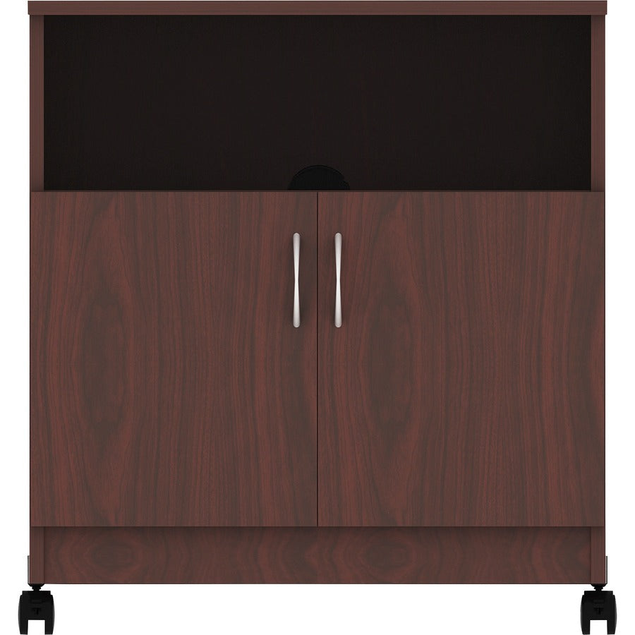 Lorell Mobile Machine Stand with Shelf - 30.8" Height x 28" Width x 19.3" Depth - Mahogany - Laminated Particleboard - Mahogany