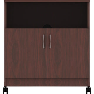 Lorell Mobile Machine Stand with Shelf - 30.8" Height x 28" Width x 19.3" Depth - Mahogany - Laminated Particleboard - Mahogany