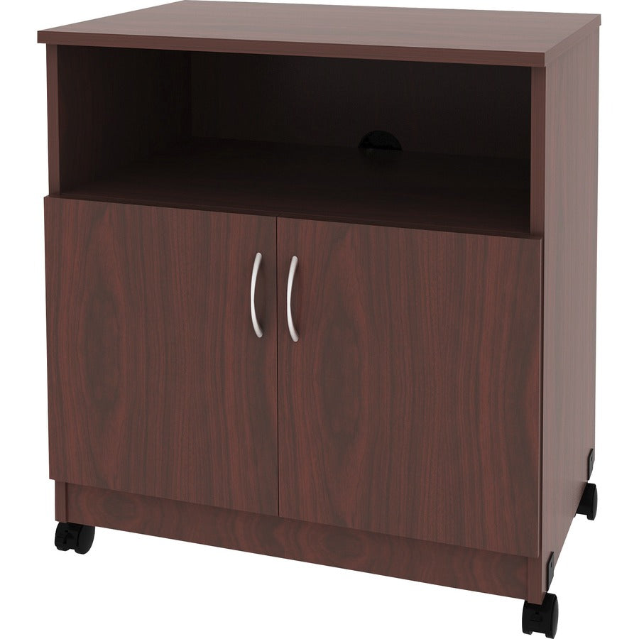 Lorell Mobile Machine Stand with Shelf - 30.8" Height x 28" Width x 19.3" Depth - Mahogany - Laminated Particleboard - Mahogany