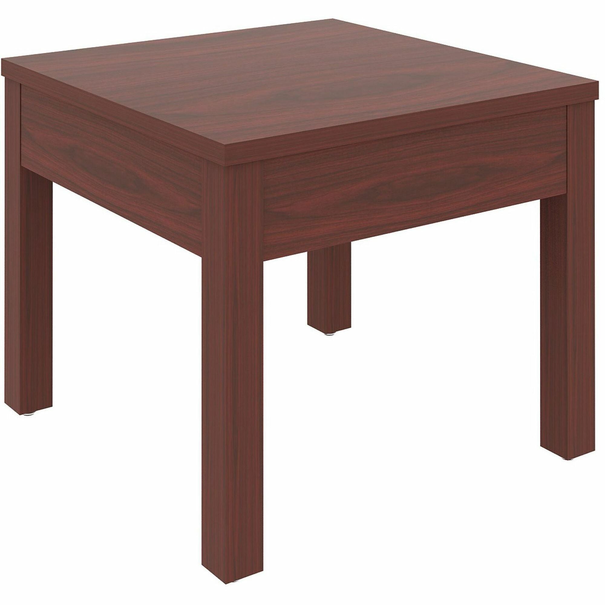 Lorell Occasional Corner Table - For - Table TopSquare Top - Square Leg Base - 24" Table Top Length x 24" Table Top Width x 1" Table Top Thickness - 20" Height x 23.88" Width x 23.88" Depth - Assembly Required - Mahogany, Melamine - 1 Each