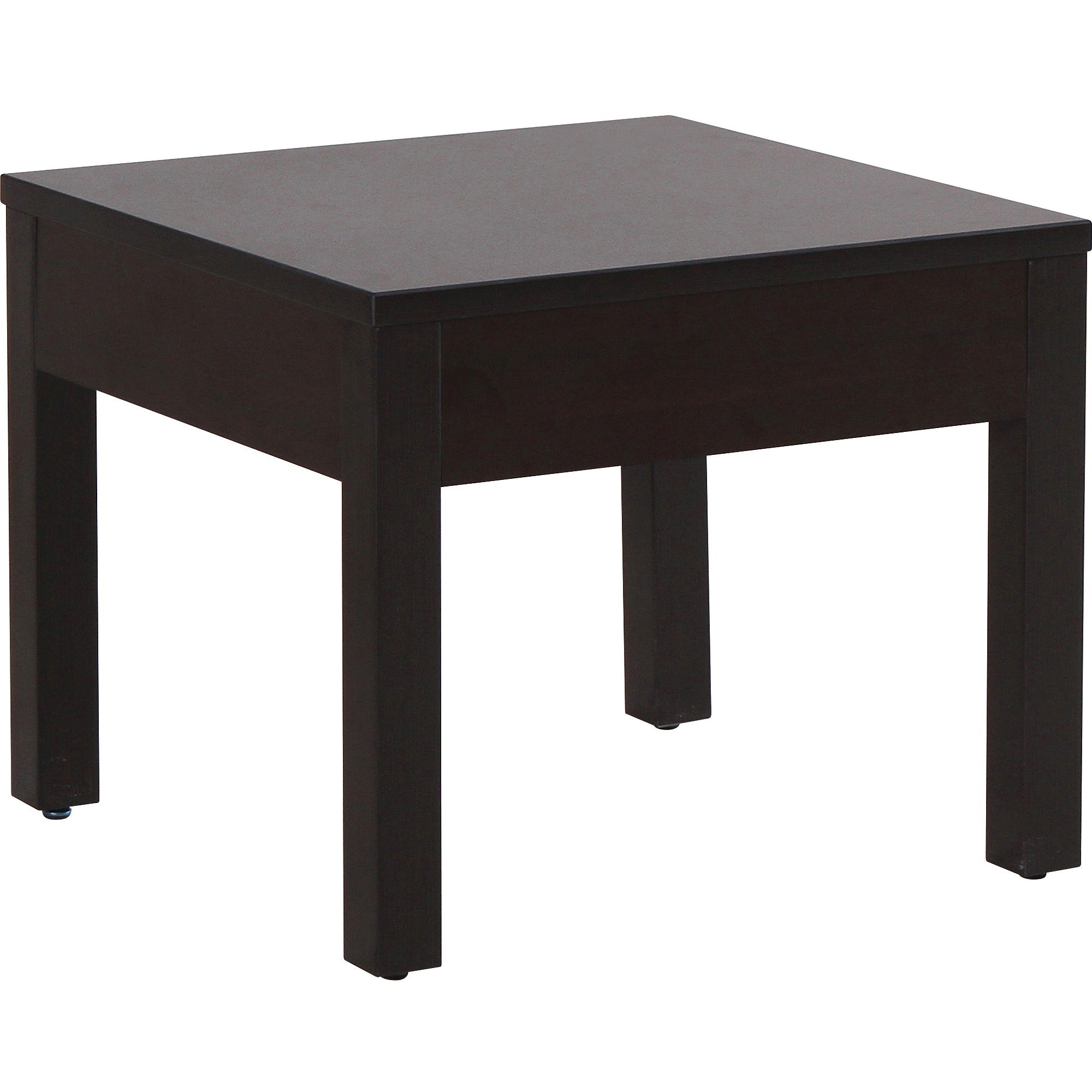 Lorell Occasional Corner Table - For - Table TopSquare Top - Square Leg Base - 24" Table Top Length x 24" Table Top Width x 1" Table Top Thickness - 20" Height x 23.88" Width x 23.88" Depth - Assembly Required - Mahogany, Melamine - 1 Each - 