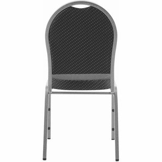 Lorell Round High-Back Upholstered Stack Chairs - Gray Fabric Seat - Gray Fabric Back - Steel Frame - Four-legged Base - 4 / Carton