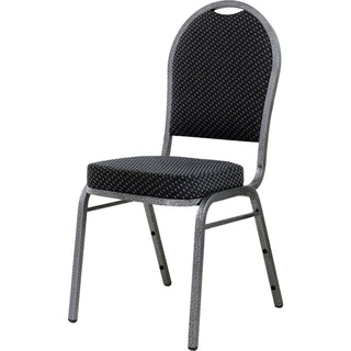Lorell Round High-Back Upholstered Stack Chairs - Gray Fabric Seat - Gray Fabric Back - Steel Frame - Four-legged Base - 4 / Carton - 