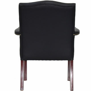 Lorell Deluxe Guest Chair - Black Bonded Leather Seat - Black Bonded Leather Back - Four-legged Base - Black - 1 Each