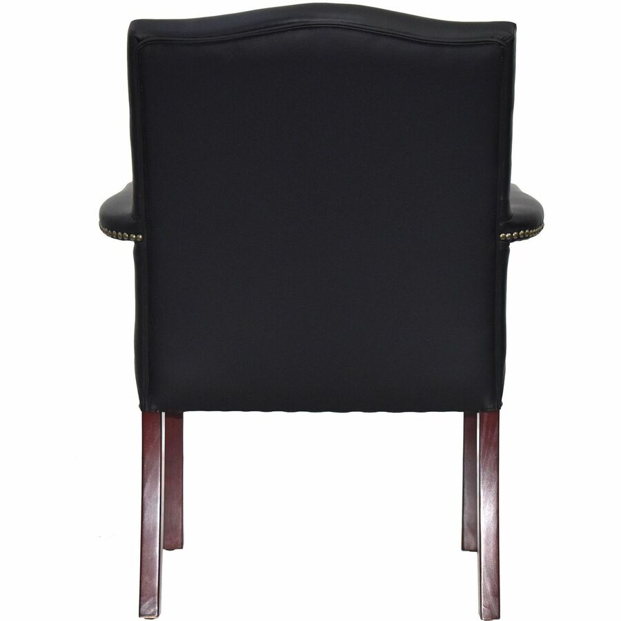 Lorell Deluxe Guest Chair - Black Bonded Leather Seat - Black Bonded Leather Back - Four-legged Base - Black - 1 Each