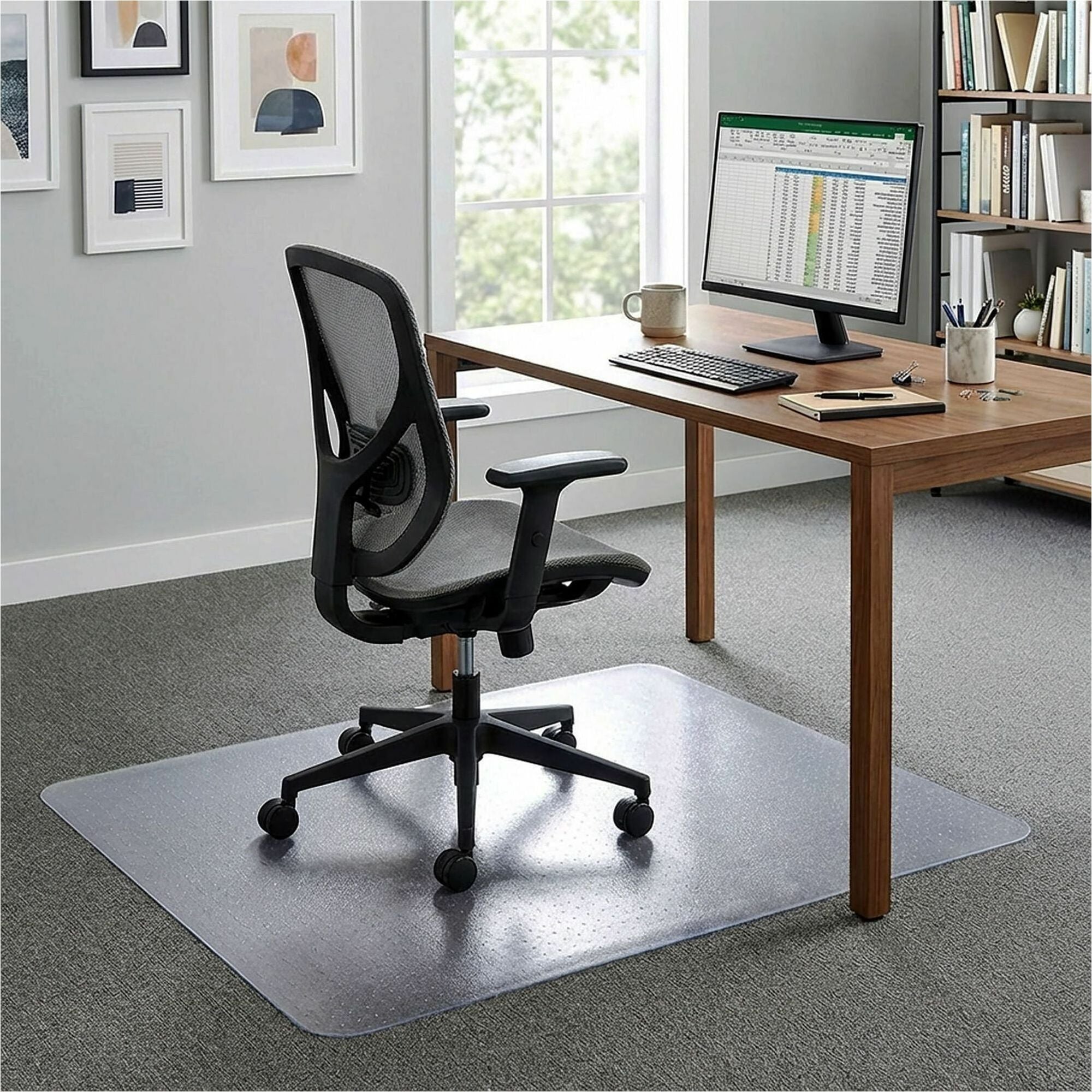 Lorell Big & Tall Chairmat - Carpeted Floor - 36" Width x 48" Depth - Rectangular - Polycarbonate - Clear - 1Each