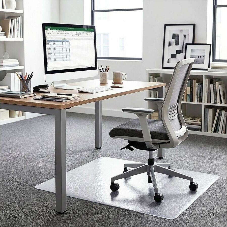 Lorell Big & Tall Chairmat - Carpeted Floor - 45" Width x 53" Depth - Rectangular - Polycarbonate - Clear - 1Each