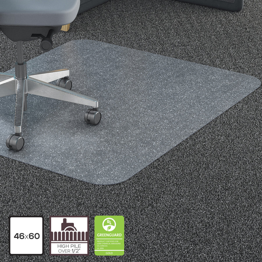 Lorell Big & Tall Chairmat - Carpet - 46" Width x 60" Depth - Rectangular - Polycarbonate - Clear - 1Each - 