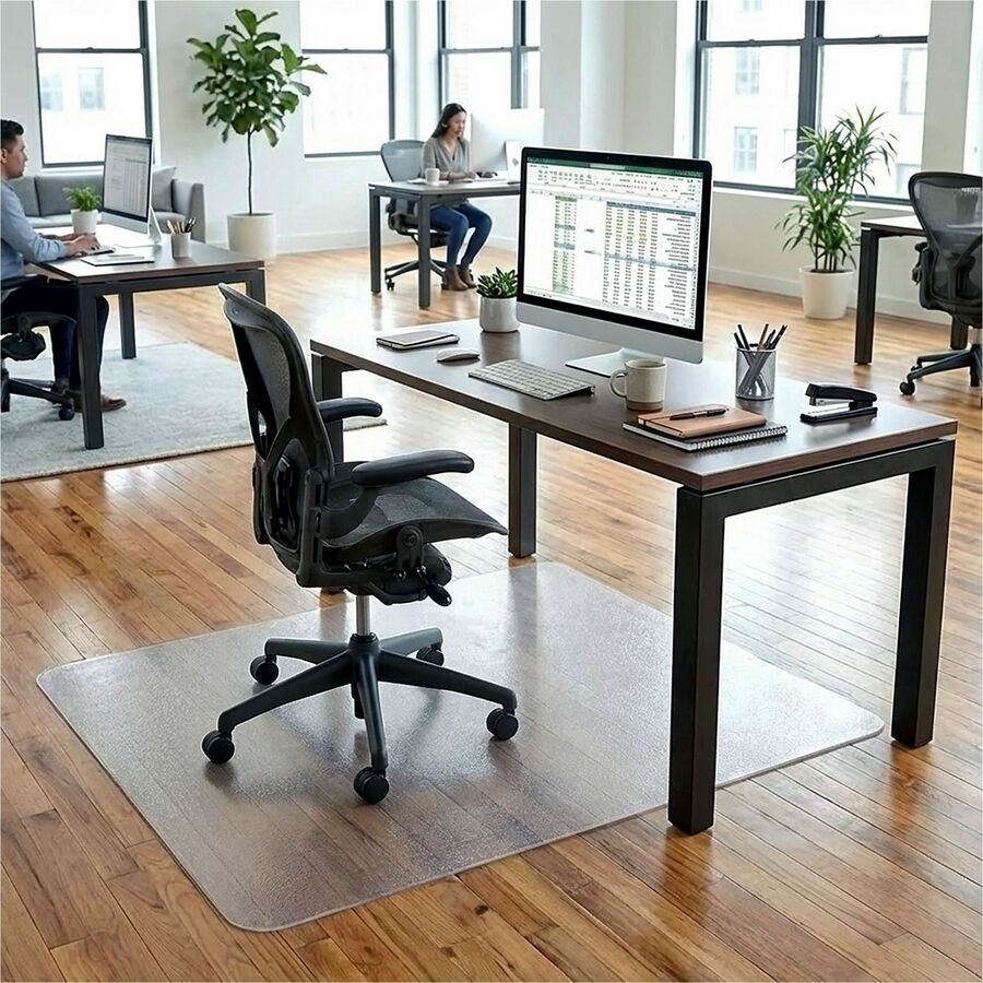 Lorell Big & Tall Chairmat - Hard Floor, Vinyl Floor, Tile Floor, Wood Floor - 60" Length x 46" Width x 0.133" Thickness - Rectangular - Polycarbonate - Clear - 1Each