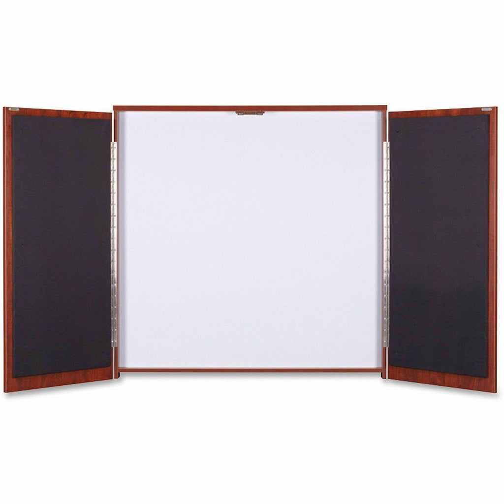 Lorell Dry-erase Whiteboard Presentation Cabinet - Hinged Door - 1 Each - 47.3" x 47.3" x 4.8