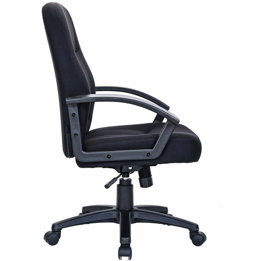 Lorell Executive Upholstered Mid-Back Chair - Black Fabric Seat - Black Fabric Back - Black Frame - 5-star Base - 1 Each