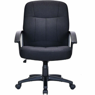 Lorell Executive Upholstered Mid-Back Chair - Black Fabric Seat - Black Fabric Back - Black Frame - 5-star Base - 1 Each