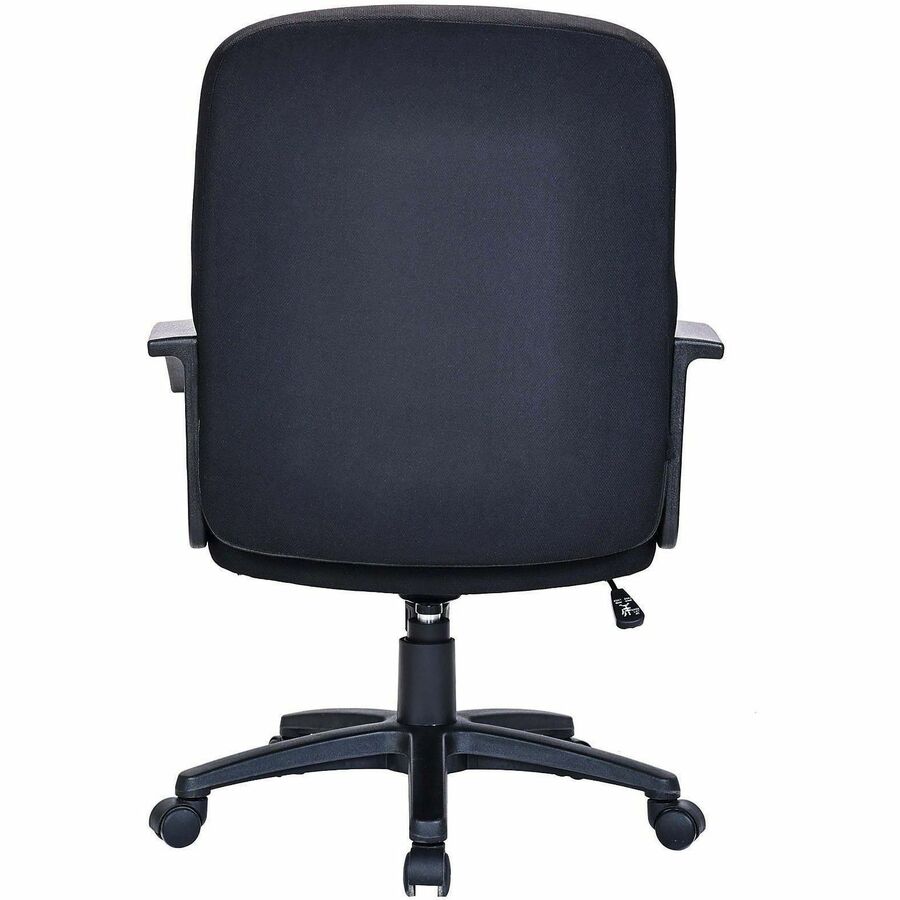 Lorell Executive Upholstered Mid-Back Chair - Black Fabric Seat - Black Fabric Back - Black Frame - 5-star Base - 1 Each
