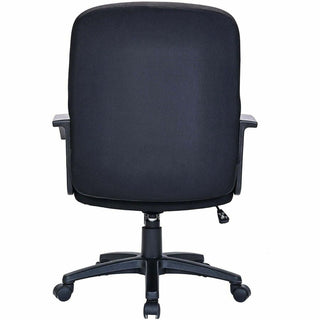 Lorell Executive Upholstered Mid-Back Chair - Black Fabric Seat - Black Fabric Back - Black Frame - 5-star Base - 1 Each