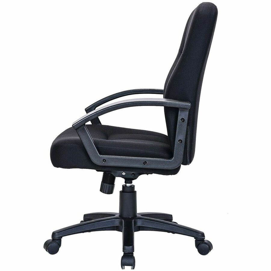 Lorell Executive Upholstered Mid-Back Chair - Black Fabric Seat - Black Fabric Back - Black Frame - 5-star Base - 1 Each