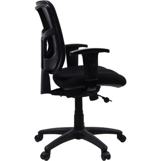 Lorell Ergomesh Managerial Mesh Mid-back Chair - Black Fabric Seat - Black Back - Black Frame - 5-star Base - Black - 1 Each