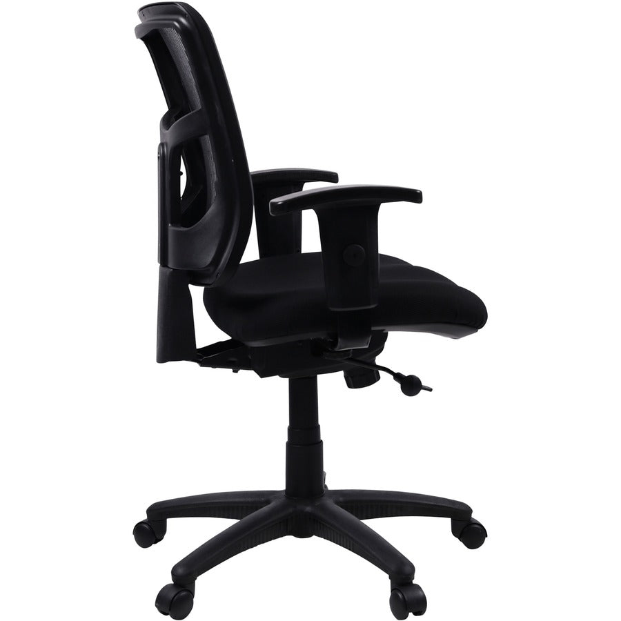 Lorell Ergomesh Managerial Mesh Mid-back Chair - Black Fabric Seat - Black Back - Black Frame - 5-star Base - Black - 1 Each