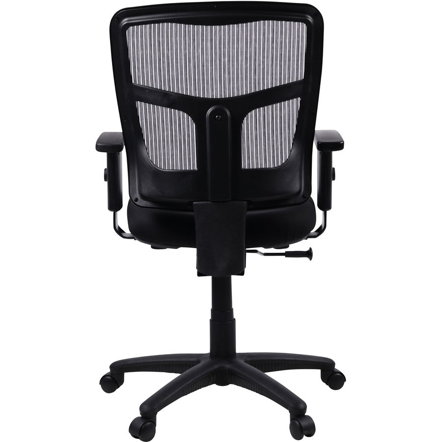 Lorell Ergomesh Managerial Mesh Mid-back Chair - Black Fabric Seat - Black Back - Black Frame - 5-star Base - Black - 1 Each