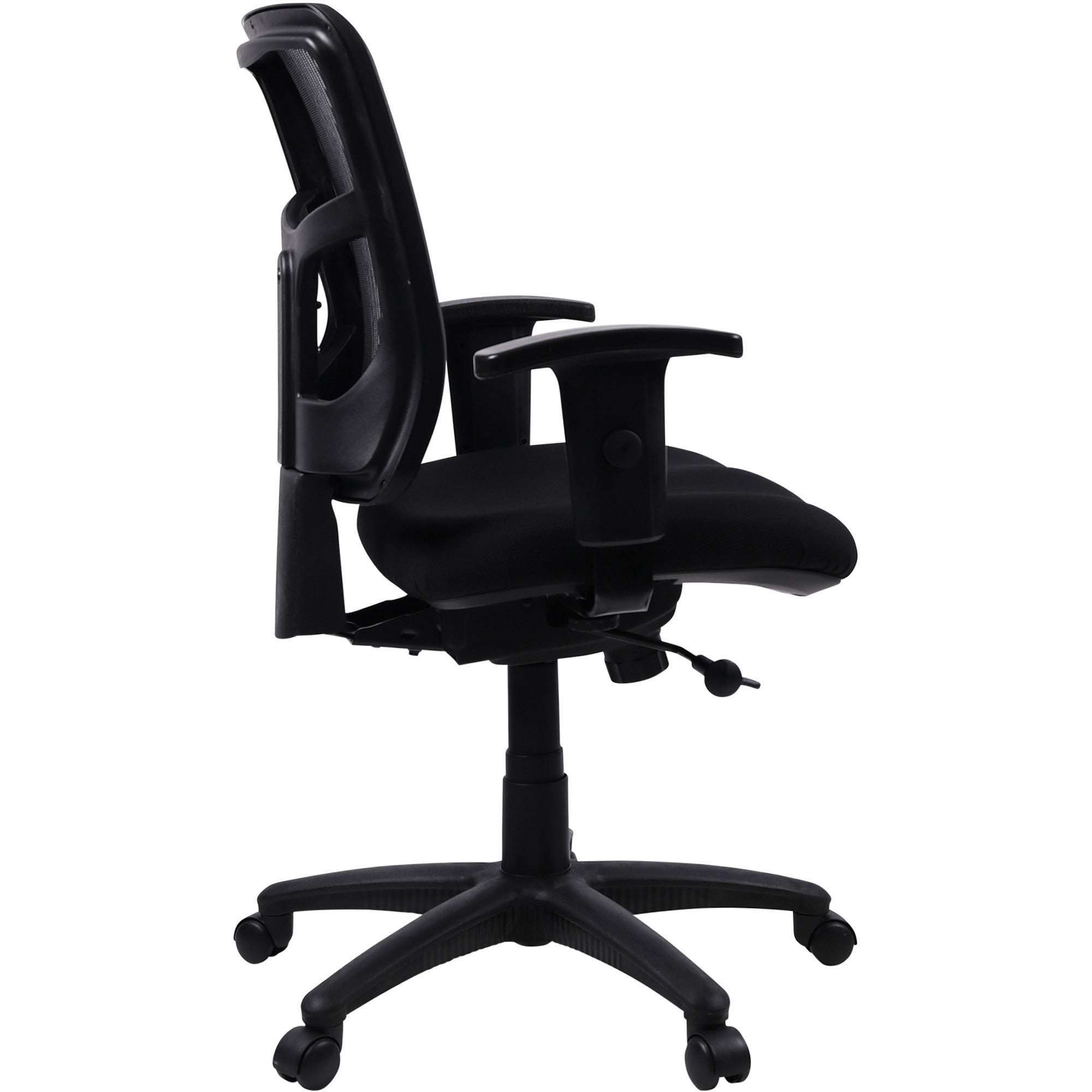 Lorell Ergomesh Managerial Mesh Mid-back Chair - Black Fabric Seat - Black Back - Black Frame - 5-star Base - Black - 1 Each - 