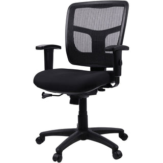 Lorell Ergomesh Managerial Mesh Mid-back Chair - Black Fabric Seat - Black Back - Black Frame - 5-star Base - Black - 1 Each