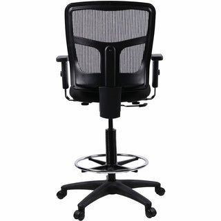 Lorell Ratchet Back Mesh Mid-Back Stool - Black Fabric Seat - Black Mesh Back - 5-star Base - Black - 1 Each