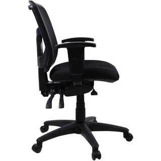 Lorell Ergomesh Swivel Mesh Mid-back Office Chair - Black Fabric Seat - Black Back - Black Frame - 5-star Base - Black - 1 Each