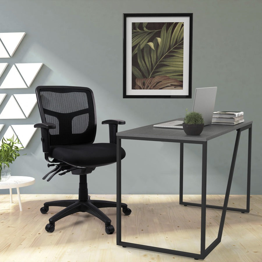 Lorell Ergomesh Swivel Mesh Mid-back Office Chair - Black Fabric Seat - Black Back - Black Frame - 5-star Base - Black - 1 Each - 