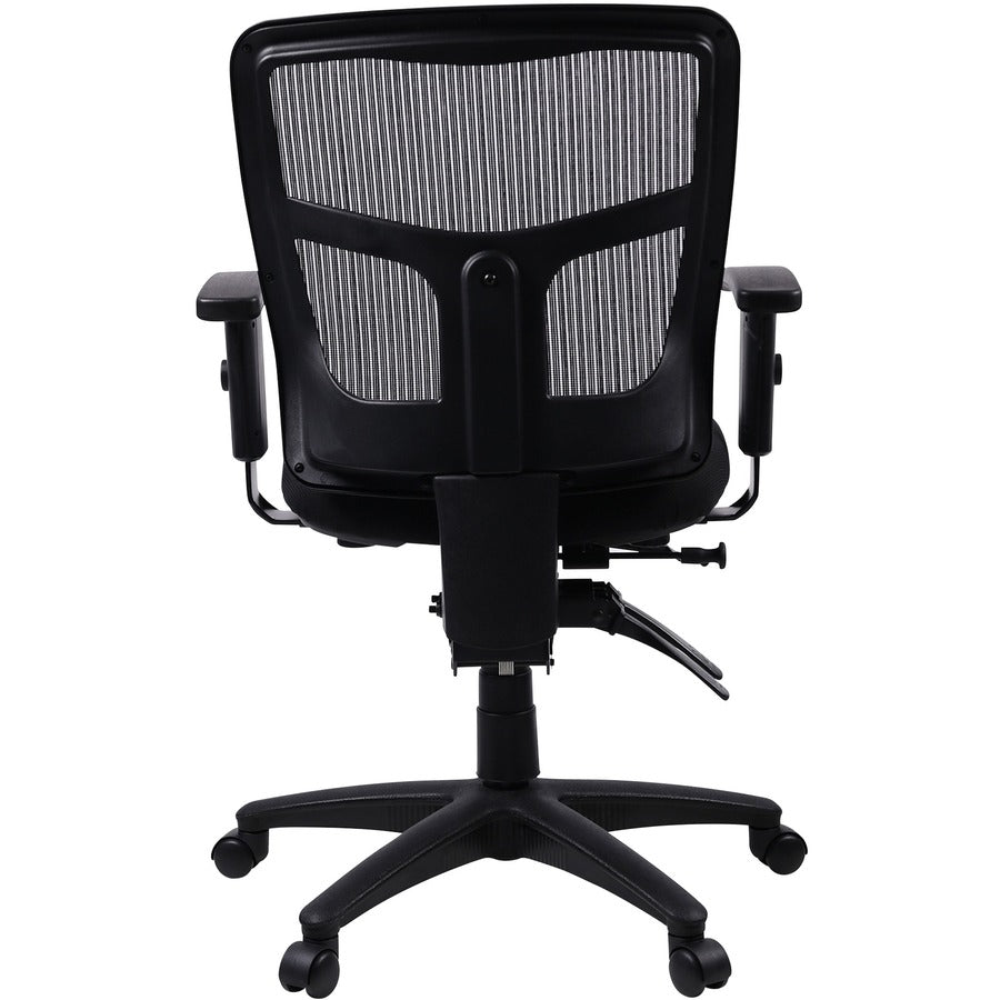 Lorell Ergomesh Swivel Mesh Mid-back Office Chair - Black Fabric Seat - Black Back - Black Frame - 5-star Base - Black - 1 Each