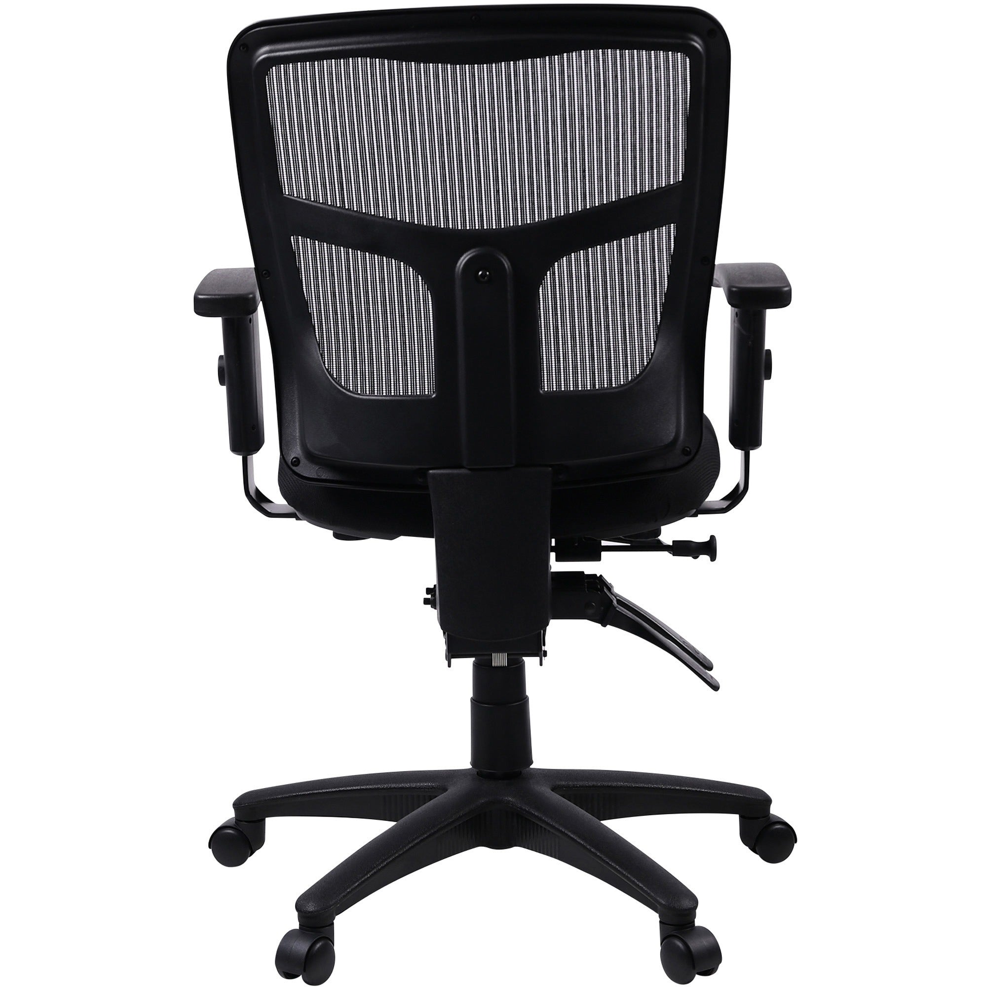 Lorell Ergomesh Swivel Mesh Mid-back Office Chair - Black Fabric Seat - Black Back - Black Frame - 5-star Base - Black - 1 Each - 