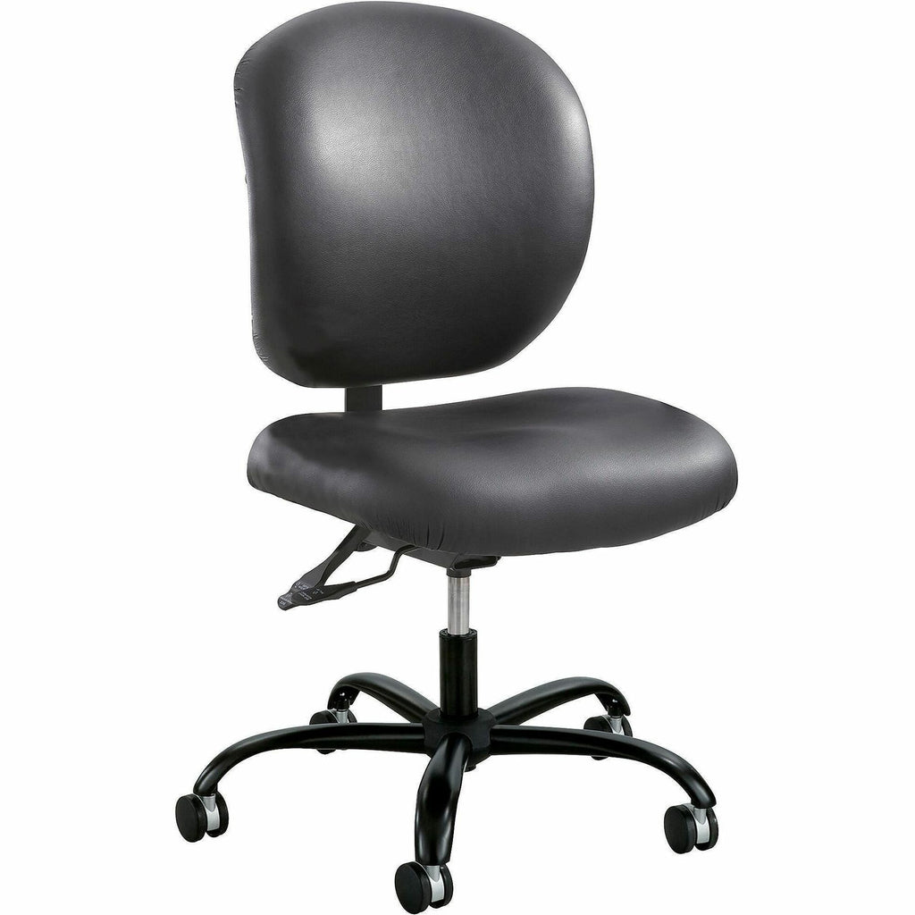 Alday Intensive-Use Chair, Supports Up to 500 lb, 17.5" to 20" Seat Height, Black Vinyl Seat/Back, Black Base