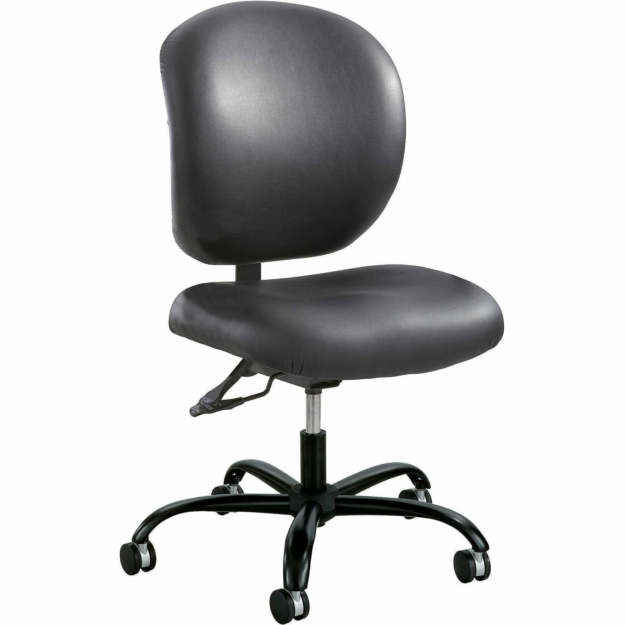 Alday Intensive-Use Chair, Supports Up to 500 lb, 17.5" to 20" Seat Height, Black Vinyl Seat/Back, Black Base