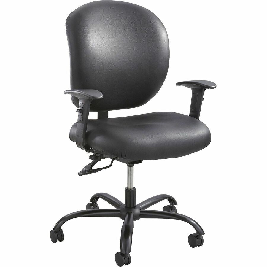Alday Intensive-Use Chair, Supports Up to 500 lb, 17.5" to 20" Seat Height, Black Vinyl Seat/Back, Black Base