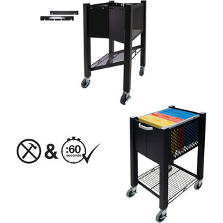 Vertiflex InstaCart Sidekick File Cart - 4 Casters - 2.75" Caster Size - Steel - x 15.5" Width x 13.8" Depth x 26.3" Height - Black - 1 Each
