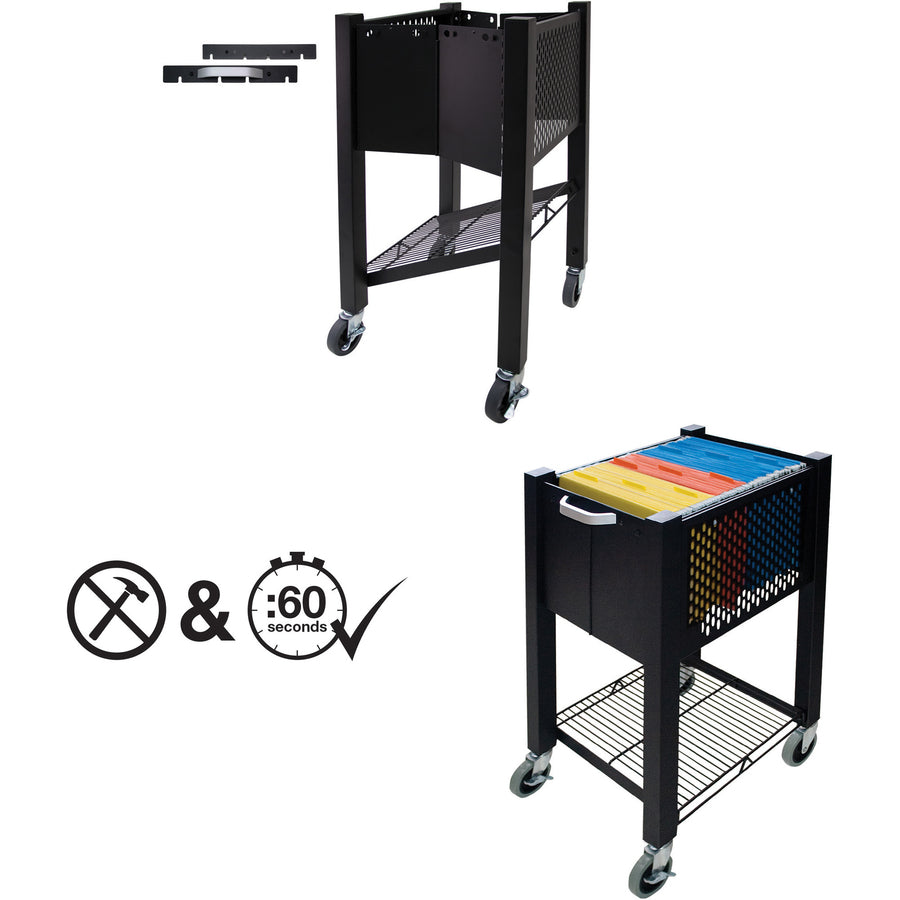 Vertiflex InstaCart Sidekick File Cart - 4 Casters - 2.75" Caster Size - Steel - x 15.5" Width x 13.8" Depth x 26.3" Height - Black - 1 Each