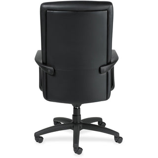 Eurotech Manchester High Back Executive Chair - Black Leather Seat - Black Leather Back - Steel Frame - 5-star Base - 1 Each