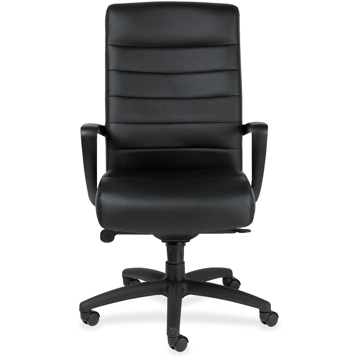 Eurotech Manchester High Back Executive Chair - Black Leather Seat - Black Leather Back - Steel Frame - 5-star Base - 1 Each - 2