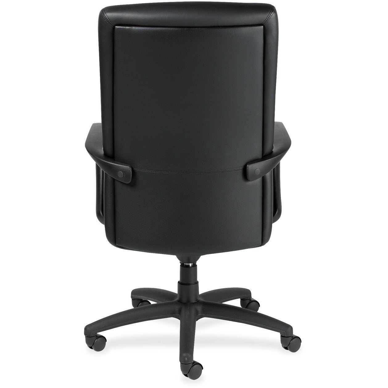 Eurotech Manchester High Back Executive Chair - Black Leather Seat - Black Leather Back - Steel Frame - 5-star Base - 1 Each - 4