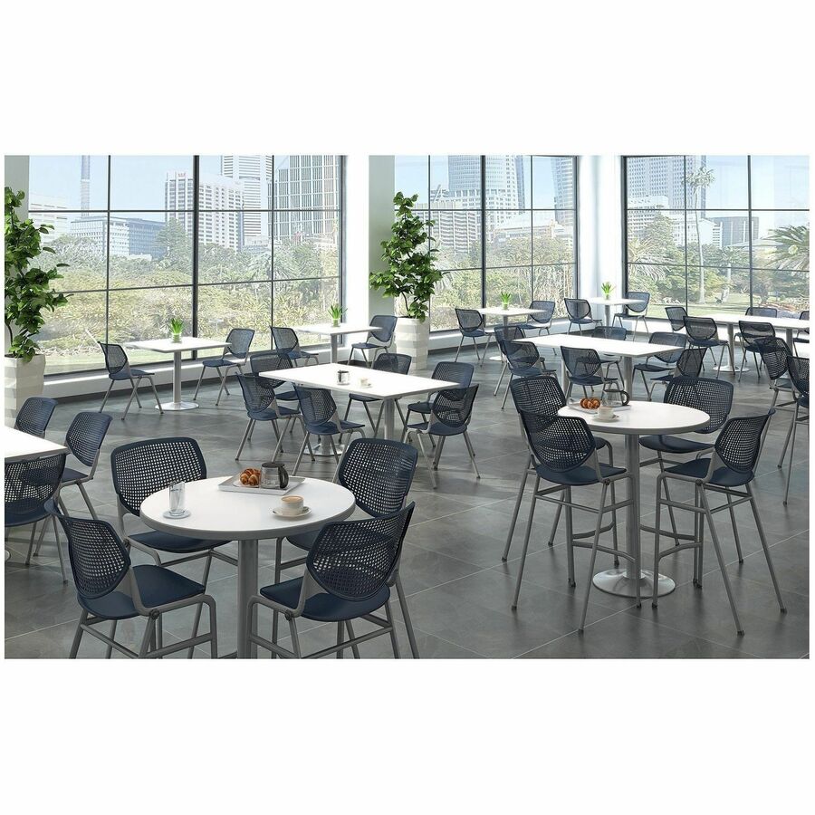 KFI 2300 Kool Series - Light Gray Polypropylene Seat - Light Gray Polypropylene, Aluminum Alloy Back - Silver, Powder Coated Steel Frame - Four-legged Base - Armrest - 1 Each