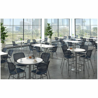 KFI 2300 Kool Series - Light Gray Polypropylene Seat - Light Gray Polypropylene, Aluminum Alloy Back - Silver, Powder Coated Steel Frame - Four-legged Base - Armrest - 1 Each