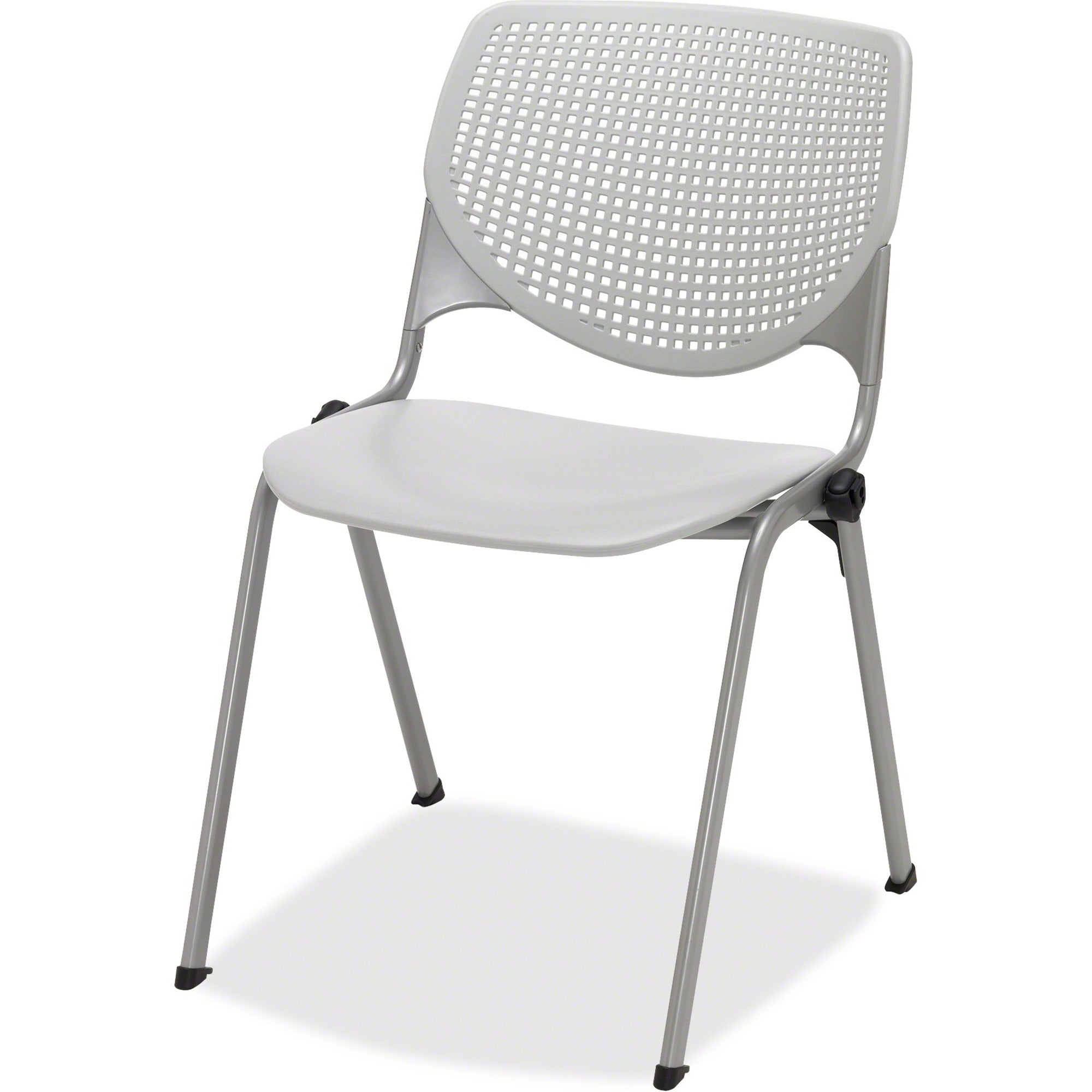 KFI 2300 Kool Series - Light Gray Polypropylene Seat - Light Gray Polypropylene, Aluminum Alloy Back - Silver, Powder Coated Steel Frame - Four-legged Base - Armrest - 1 Each