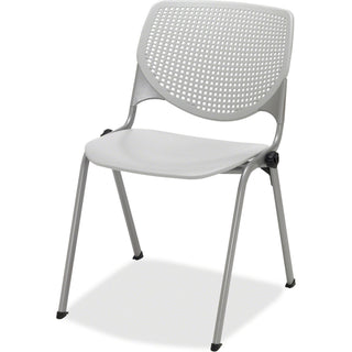 KFI 2300 Kool Series - Light Gray Polypropylene Seat - Light Gray Polypropylene, Aluminum Alloy Back - Silver, Powder Coated Steel Frame - Four-legged Base - Armrest - 1 Each