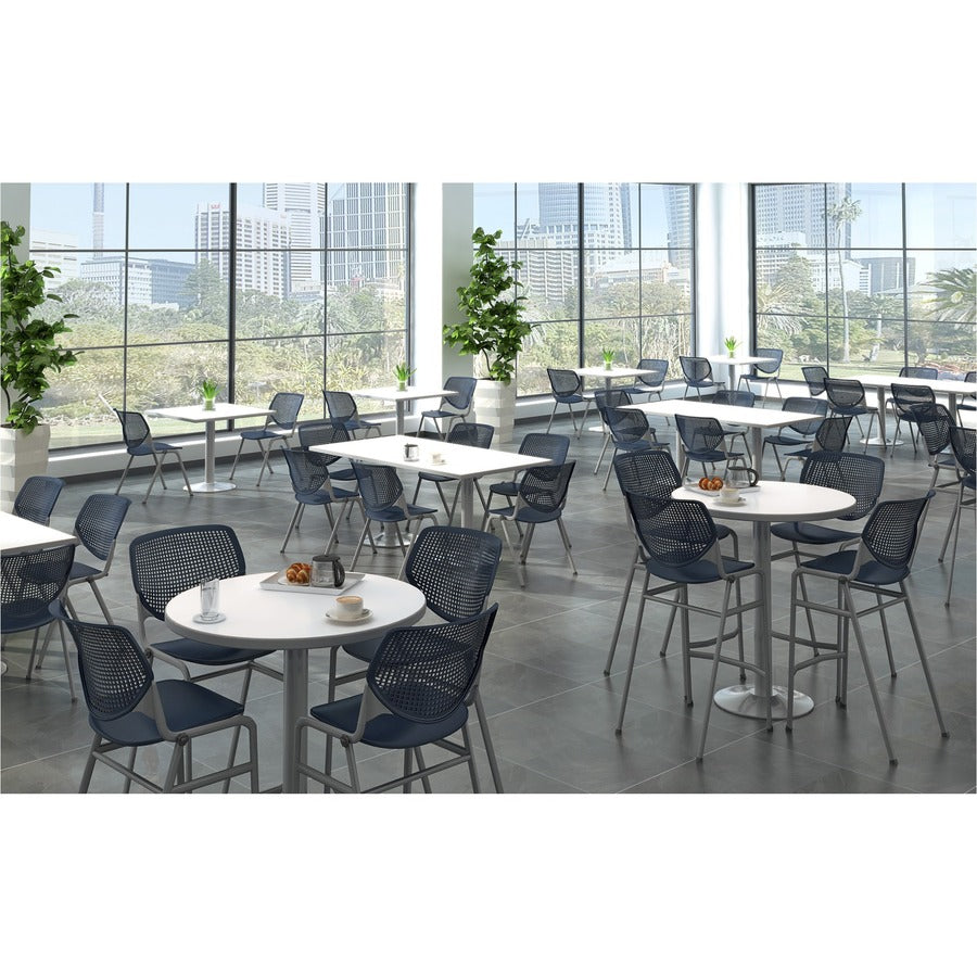 KFI 2300 Kool Series - Black Polypropylene Seat - Black Polypropylene, Aluminum Alloy Back - Silver, Powder Coated Steel Frame - Four-legged Base - Armrest - 1 Each